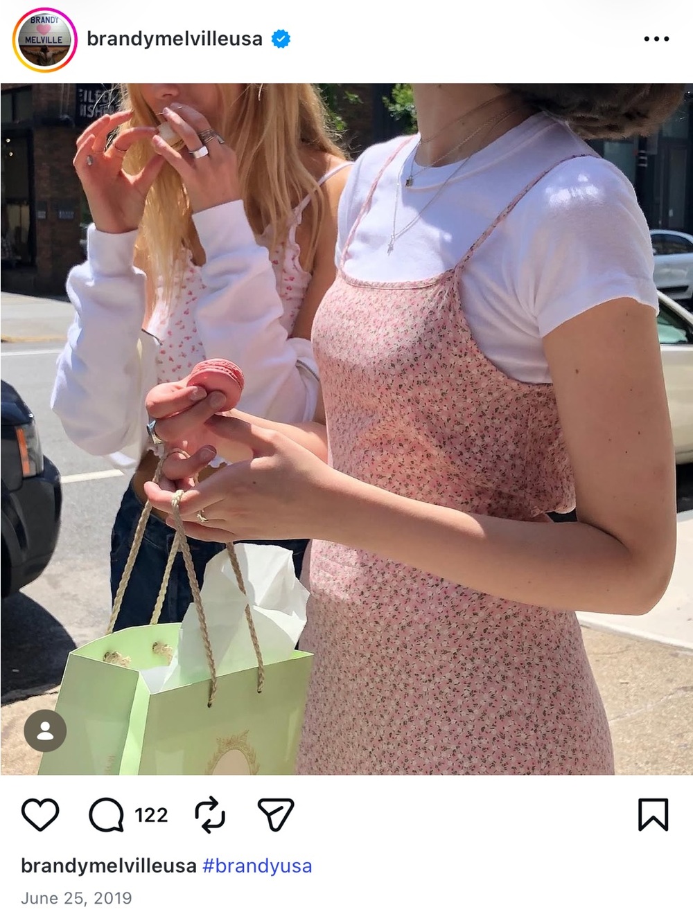 Brandy Melville Pink Floral Spaghetti-Strap Dress